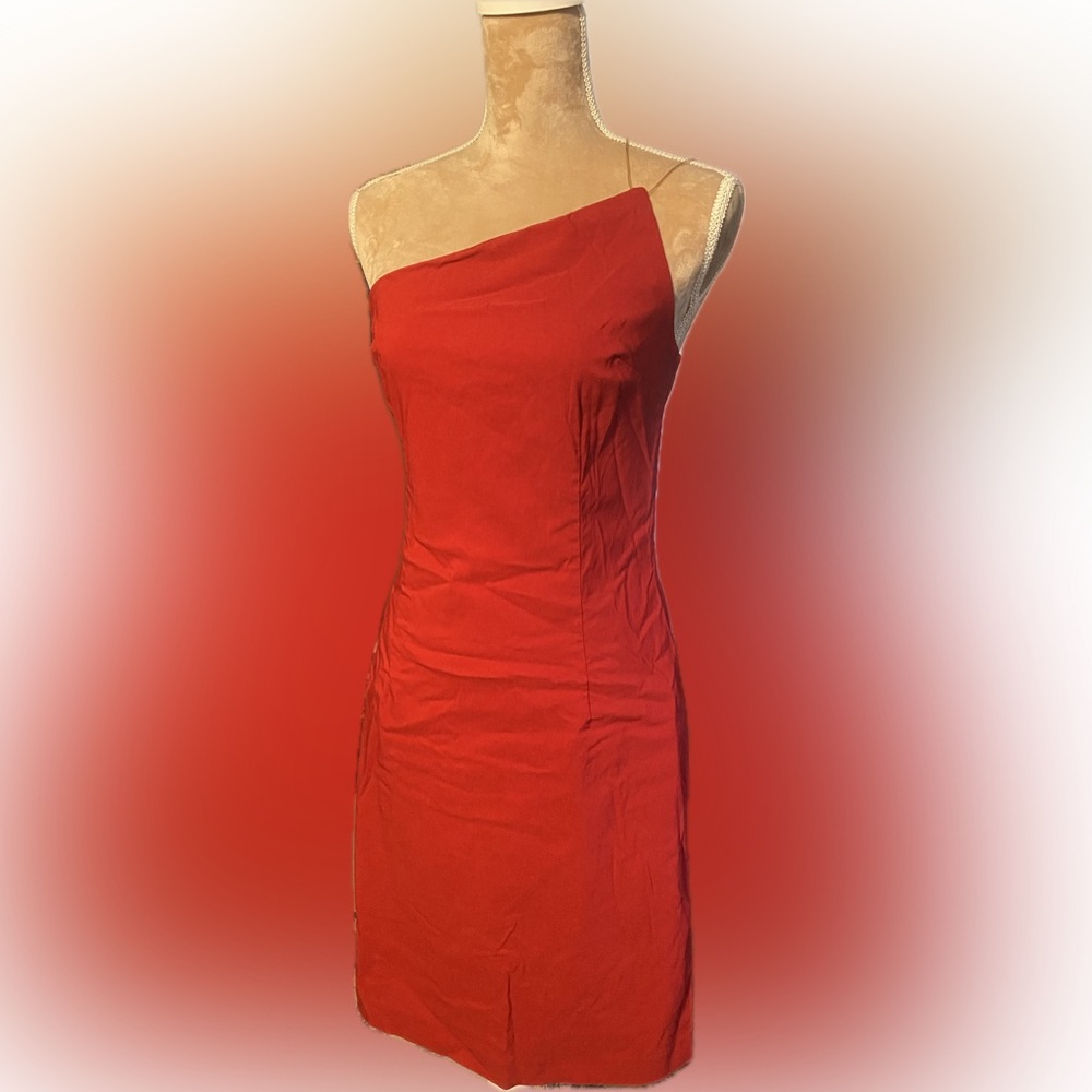 Fabulous Vintage Lipstick Red One-Shoulder Dress